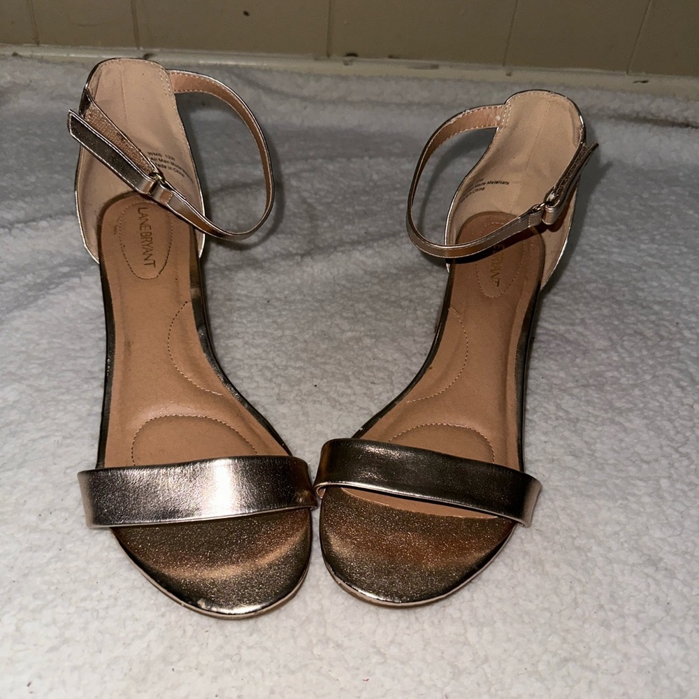 Lane Bryant Rose Gold Block Heel Ankle Strap Sandals Size 12W